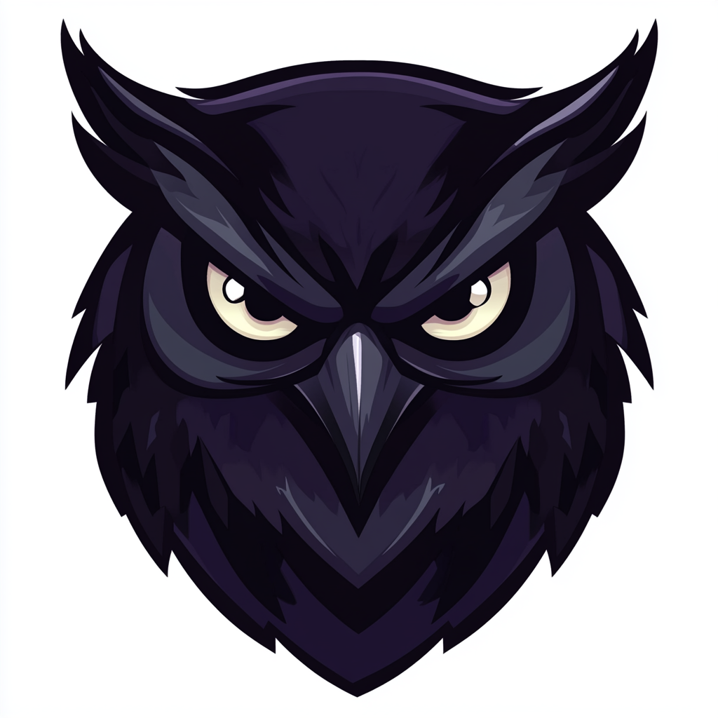 A simple angry black owl logo design