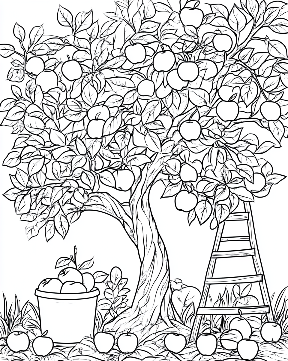 A simple apple tree for coloring.