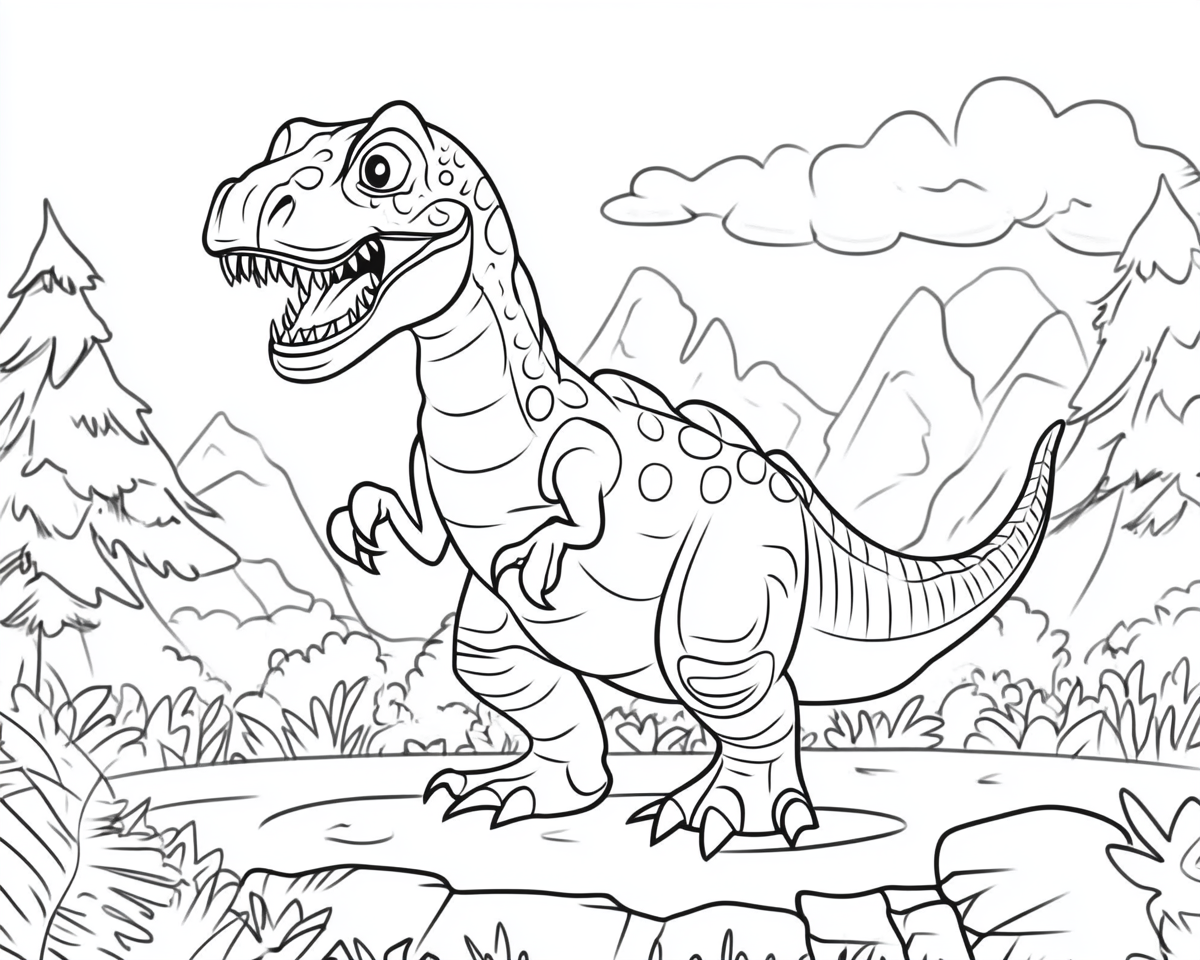 A simple dinosaur coloring page for kids.