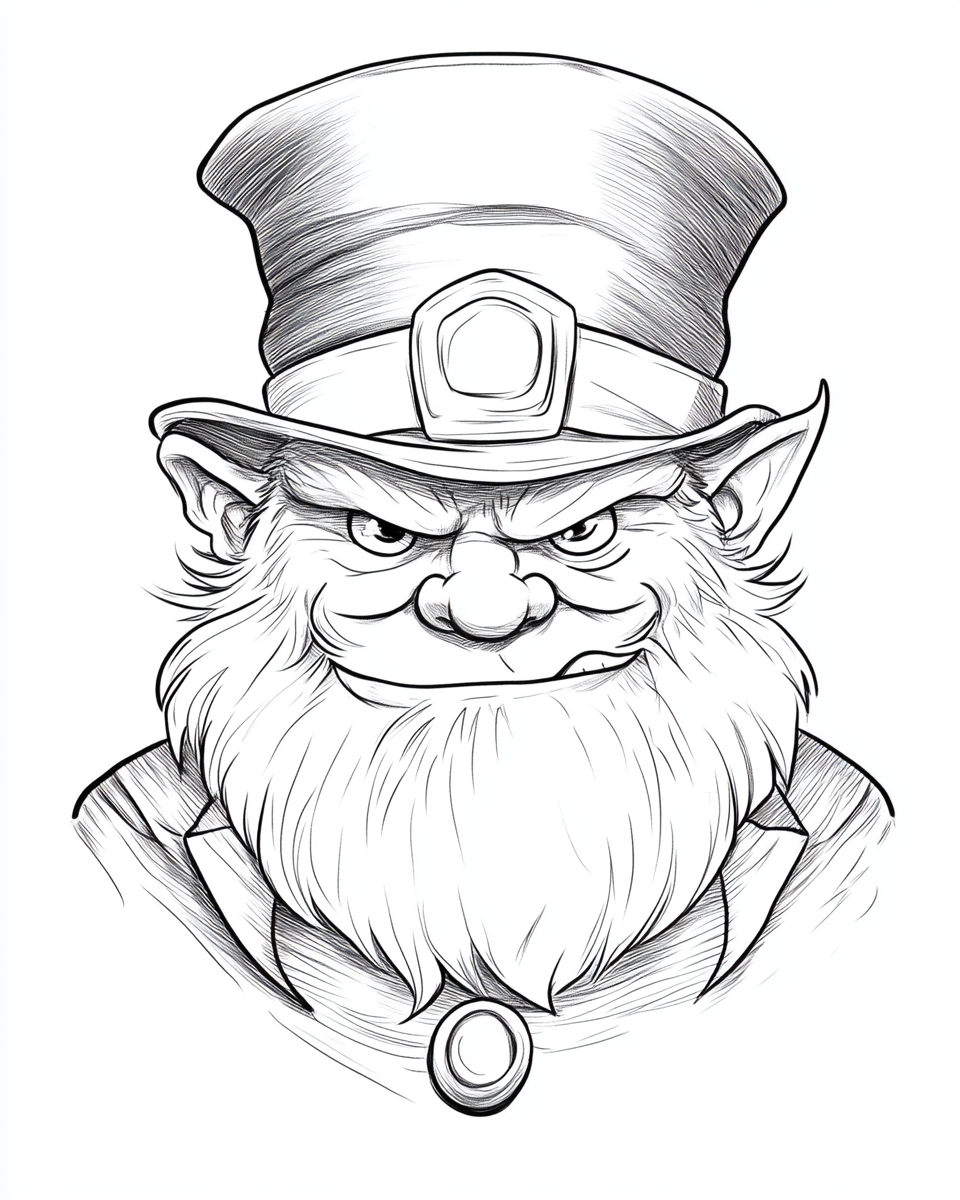 A simple leprechaun coloring page for children