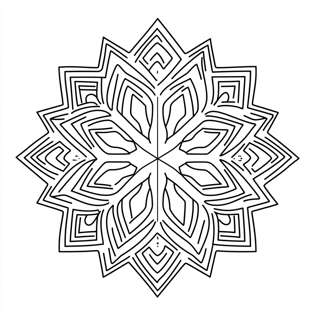 A simple snowflake coloring page for beginners.