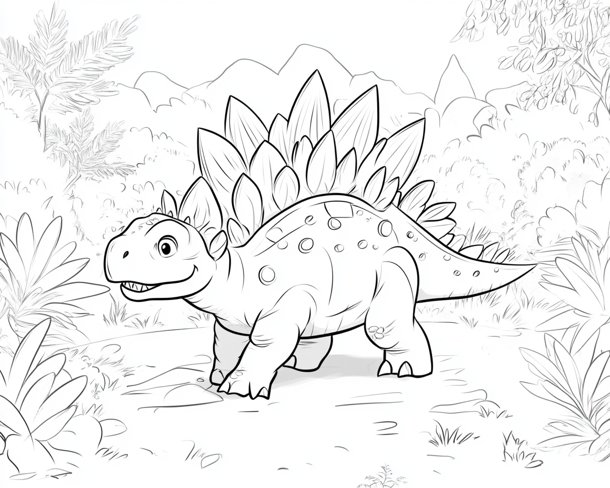 A simple stegosaurus coloring page for kids.