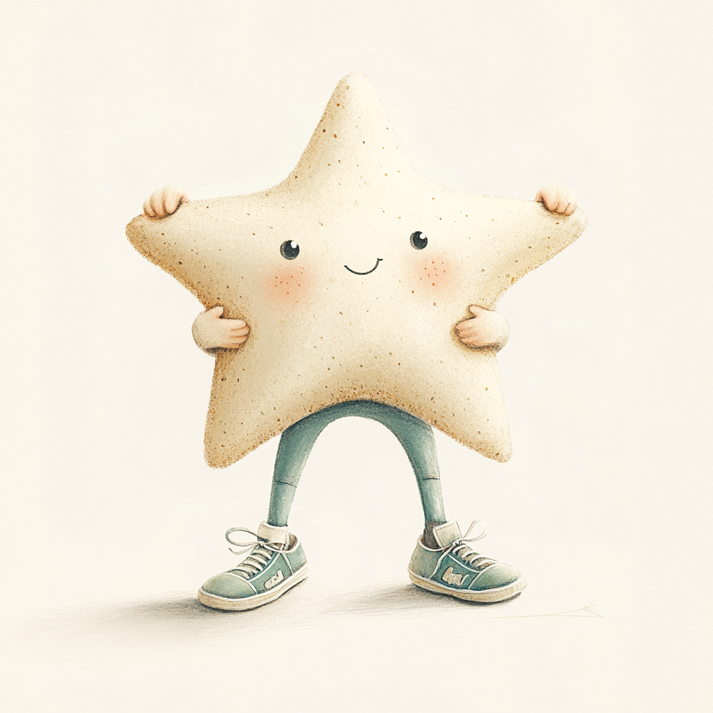 A star with hands and legs curious, in sneakers.