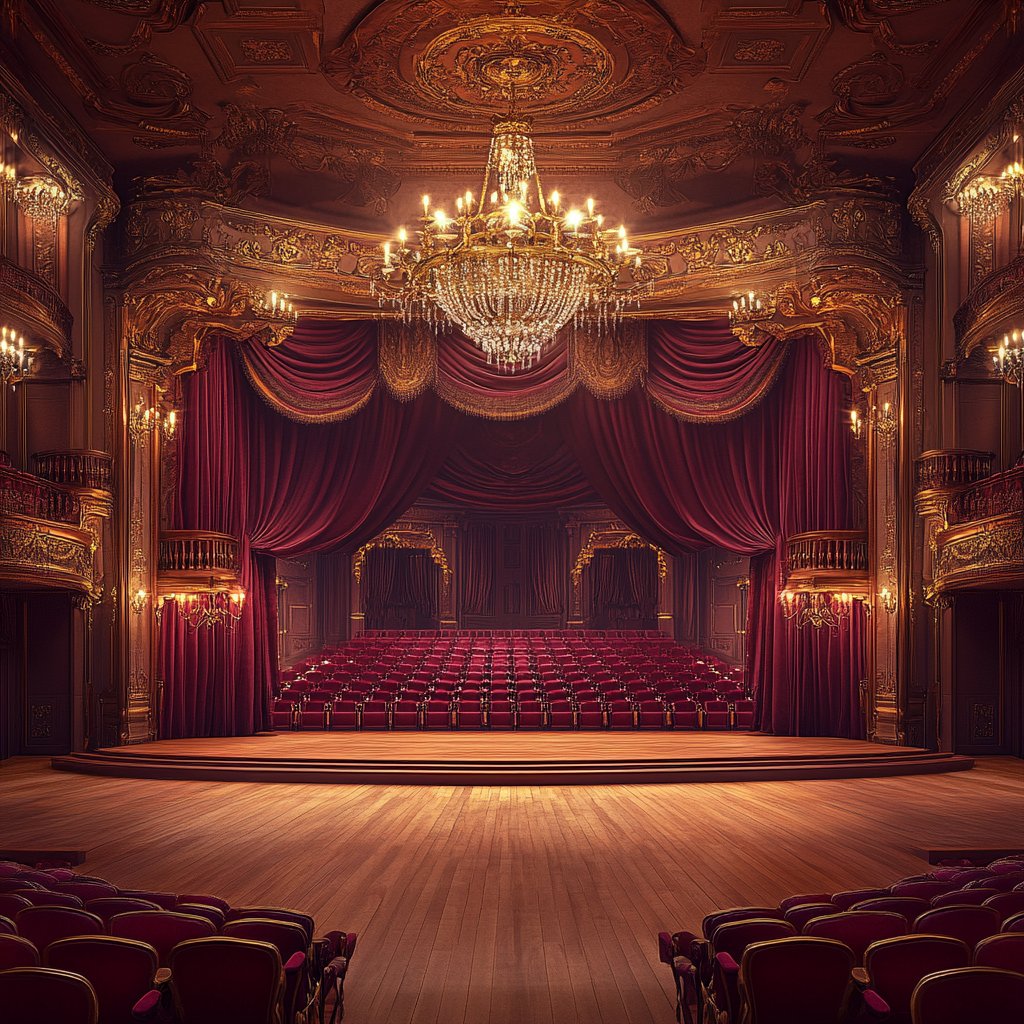 A stunning award-winning school auditorium with dramatic lighting