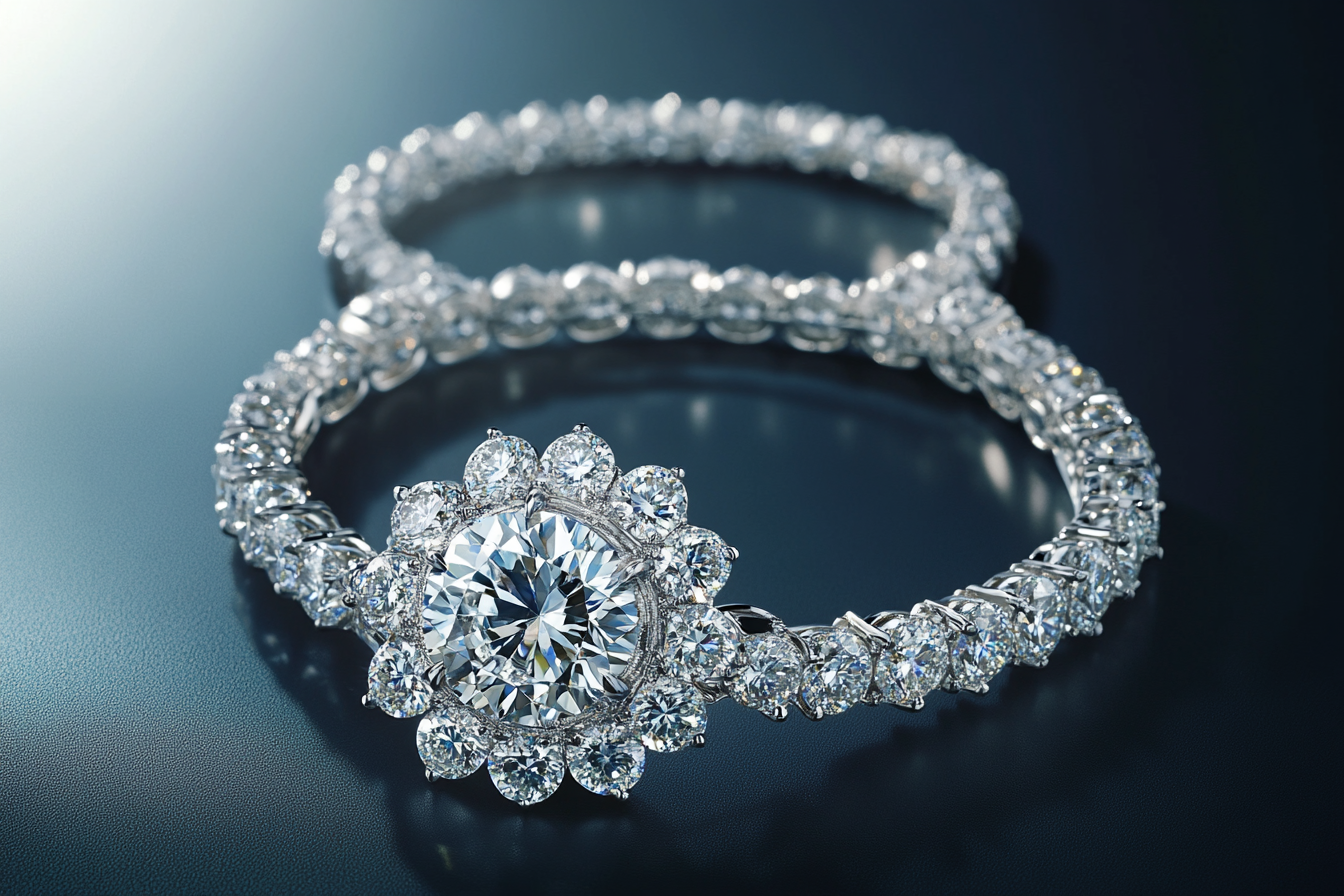 A stunning diamond ring and necklace set