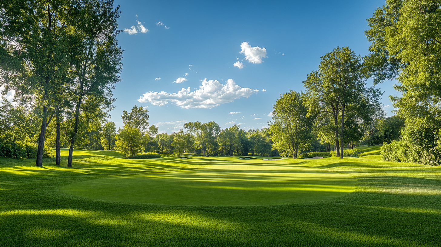 A stunning golf course on a sunny day.