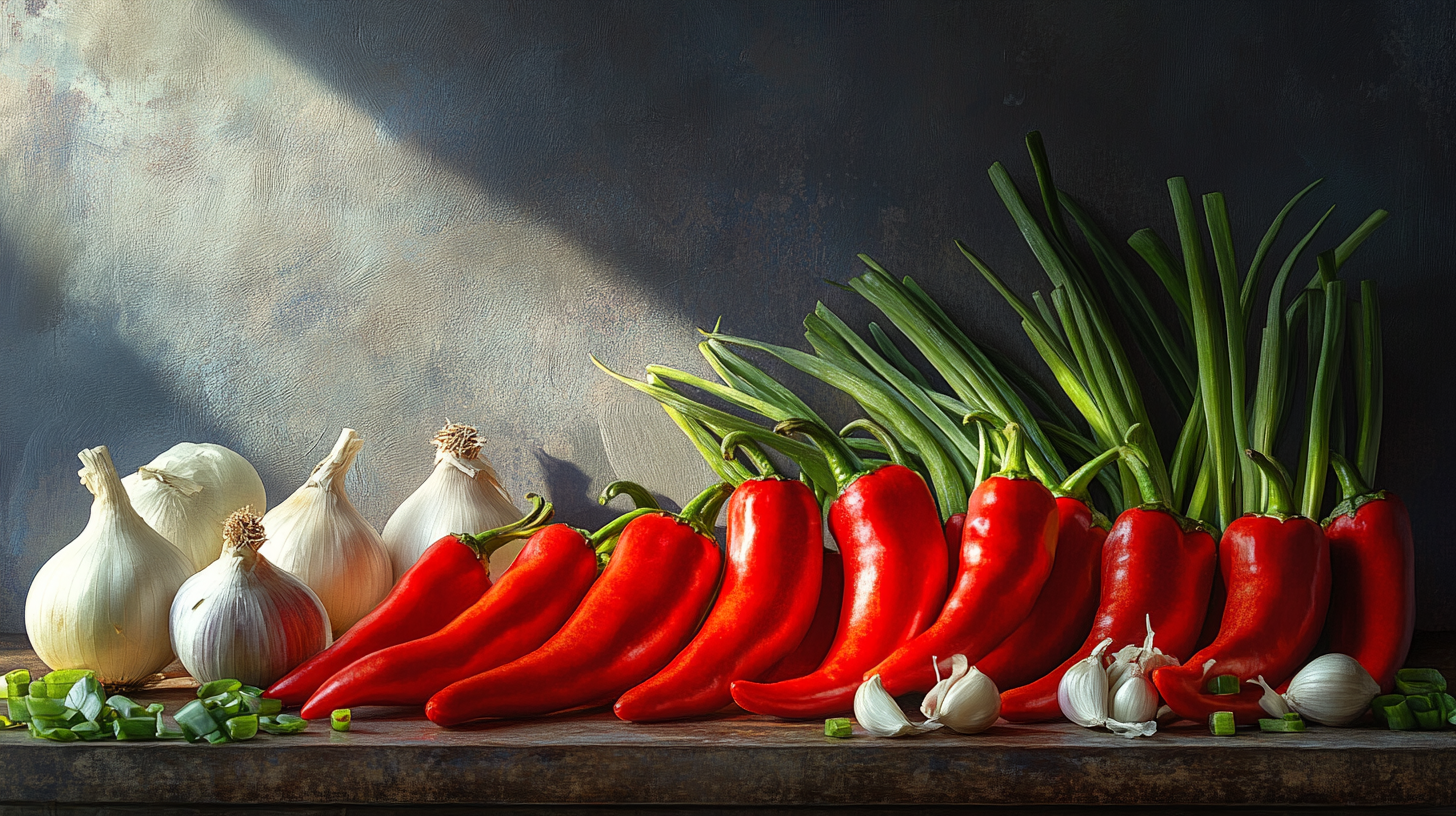 A table full of colorful vegetables under bright light