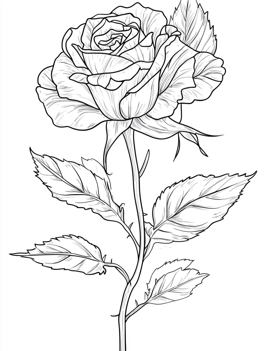 A wilted white rose on clean background for coloring.