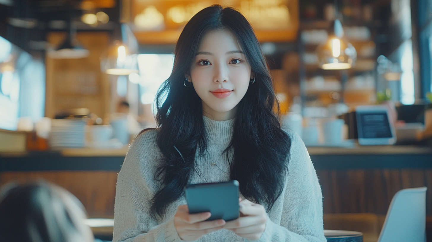 A woman in a cafe taking finance notes