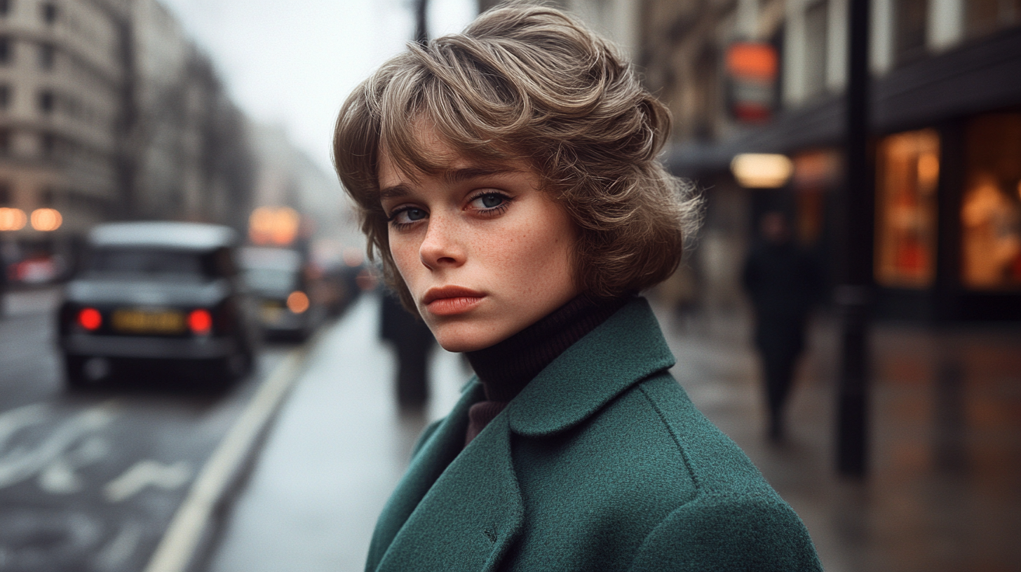 A worried young woman posing in London streets