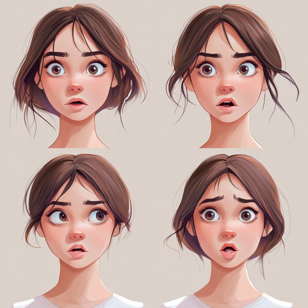 A young woman shows gentle, realistic expressions