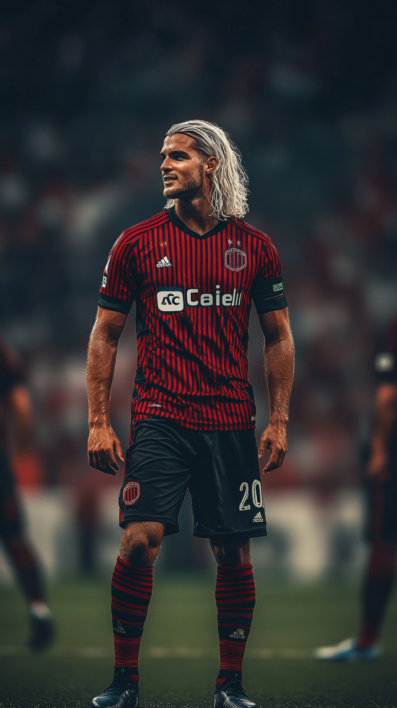 AC Milan player with white hair smiling, 2023.