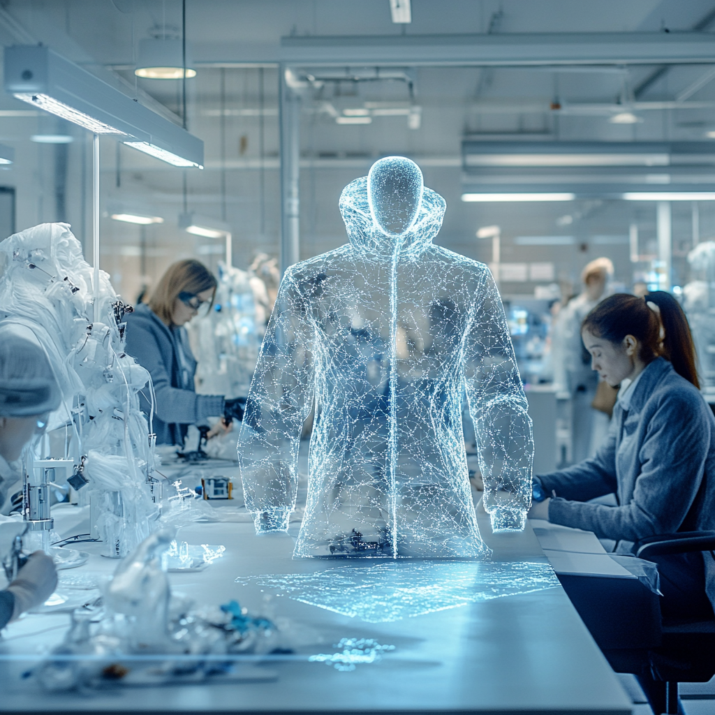 AI Fashion Design Collaboration in Modern Workspace