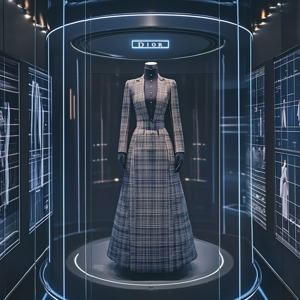 AI camera creates personalized Dior outfit in closet.