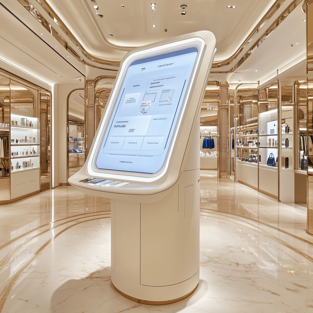 AI suggests customized items at Dior store kiosk.