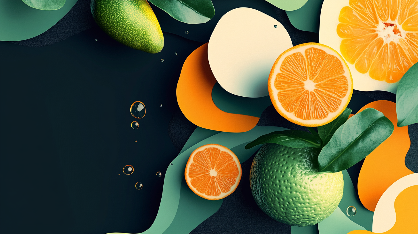 Abstract, minimalistic background for mobile slides, fruit-inspired theme.