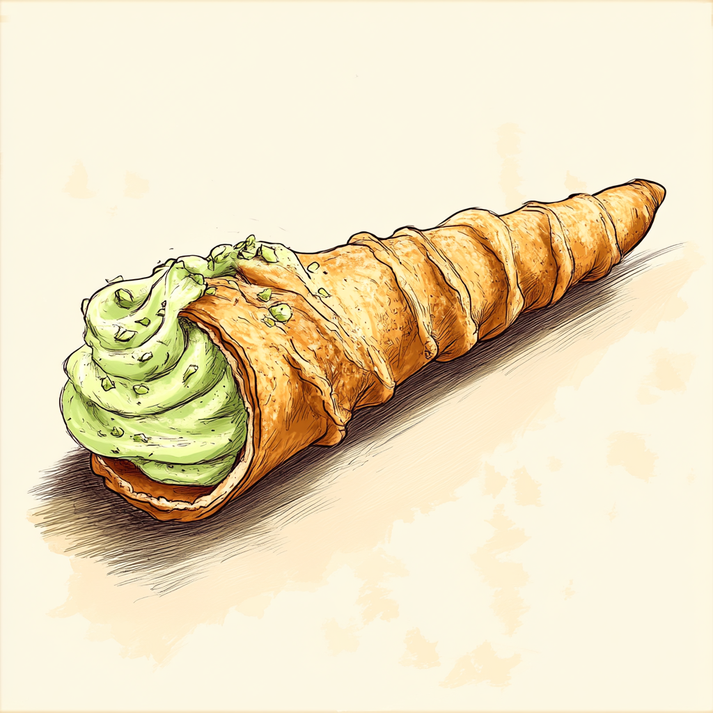 Abstract Cannoli with Pistachio Cream Illustration