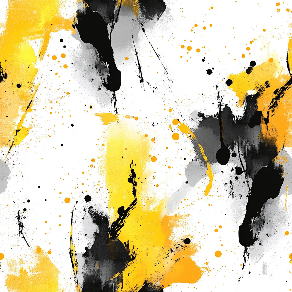 Abstract Cotton Pattern with Golden Splashes & Black Outline