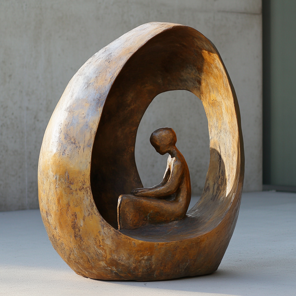 Abstract Golden Brown Figure Shelter Sculpture