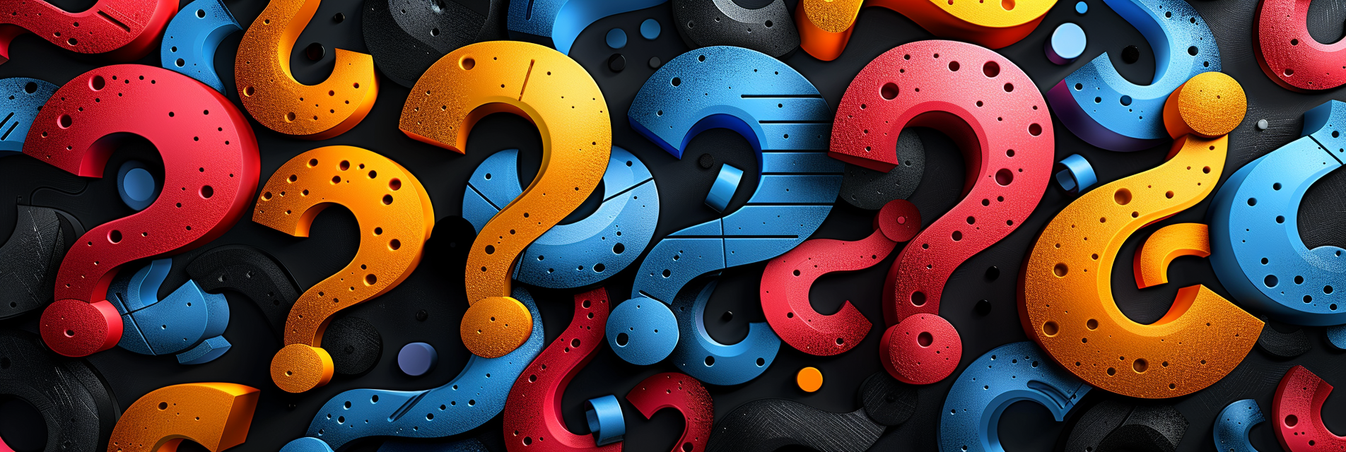 Abstract Graphic: Bold Question Mark Composition, Flat Design