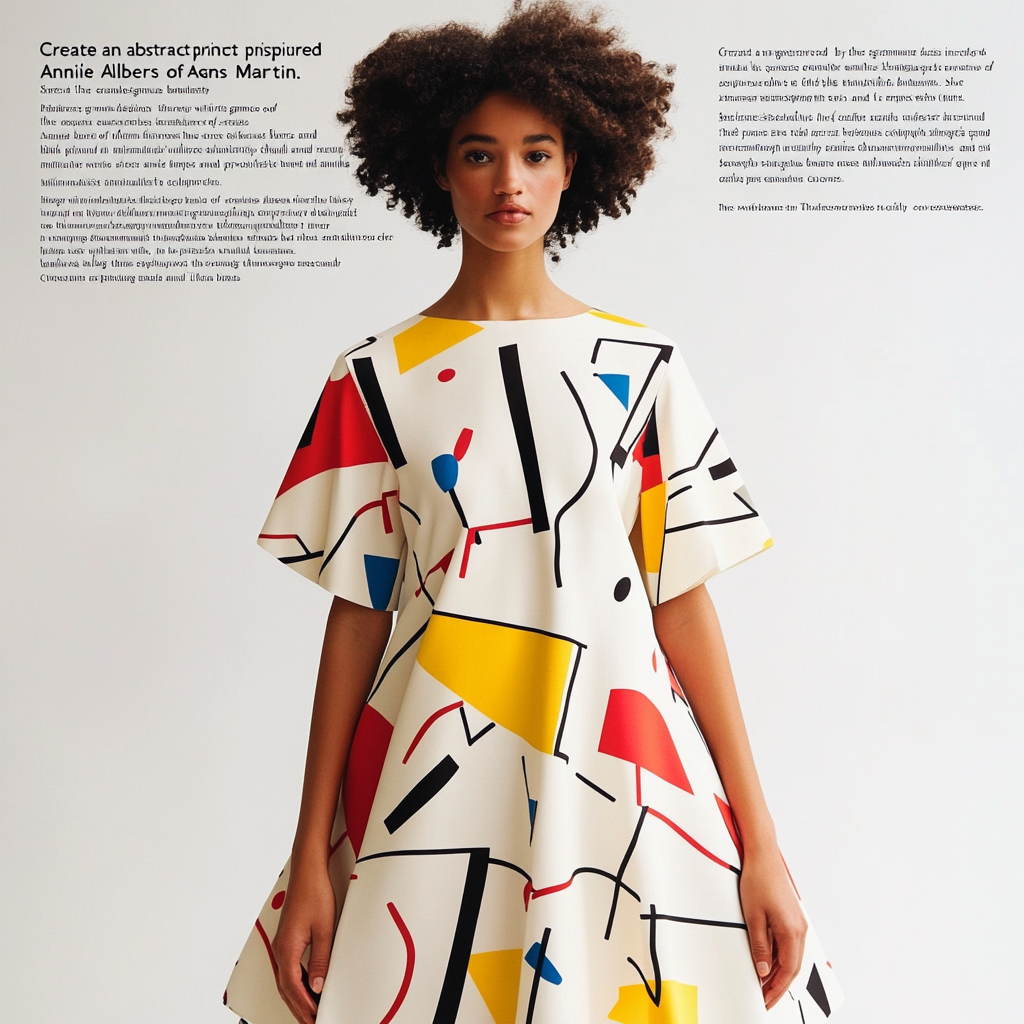 Abstract Print Dress Reflecting Precision and Elegance