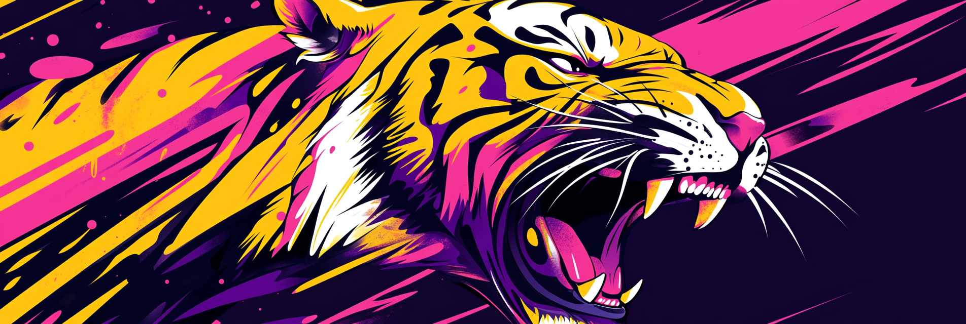 Abstract angry tiger illustration in modern graffiti style.