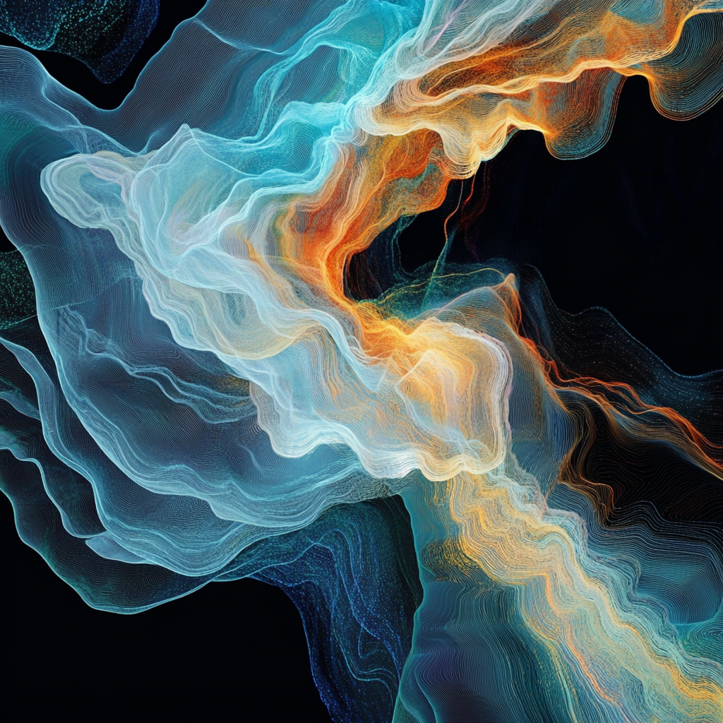 Abstract art from raw data: chaotic, colorful patterns emerge.