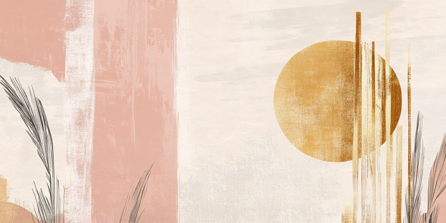 Abstract blush pink and gold modern artwork design.