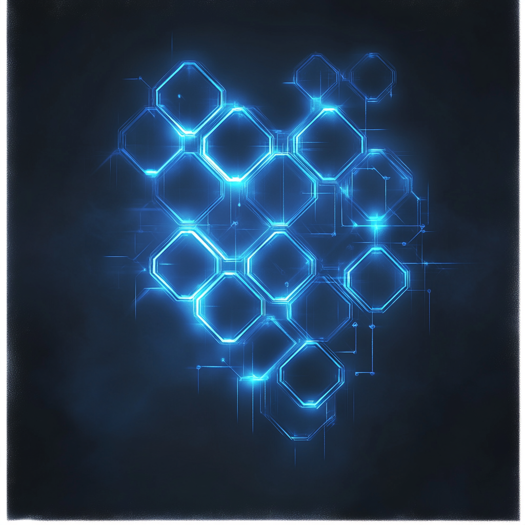 Abstract futuristic tech illustration with glowing blue nodes