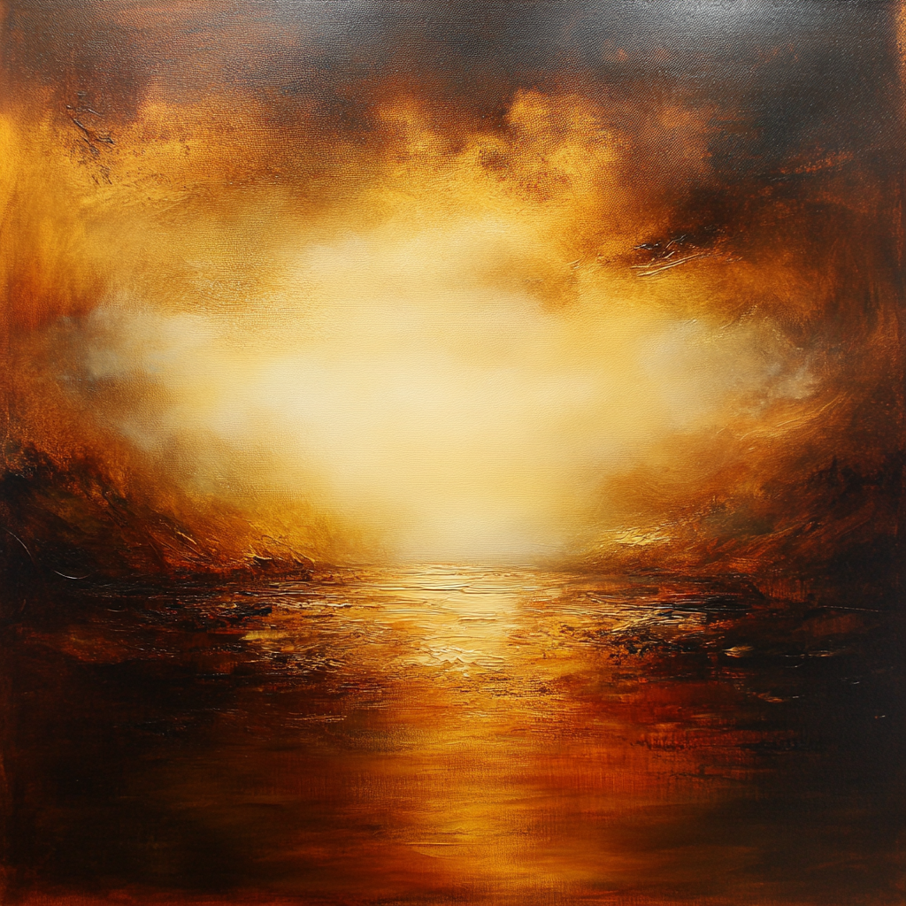 Abstract oil painting for living room, warm colors.