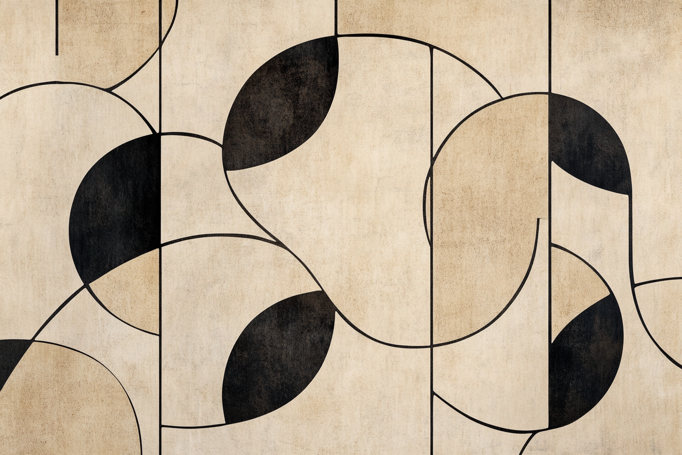 Abstract wall pattern with geometric shapes in muted beige.