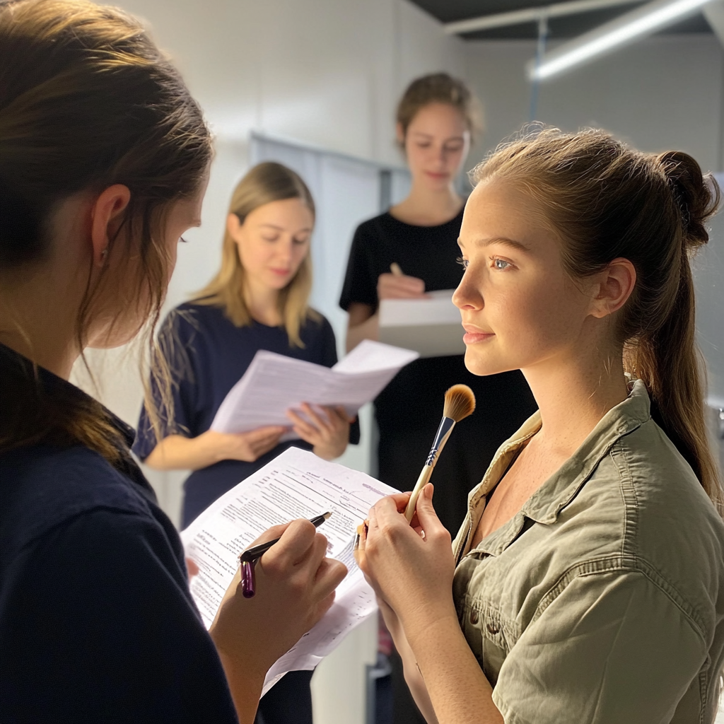 Actor in makeup room getting makeup done