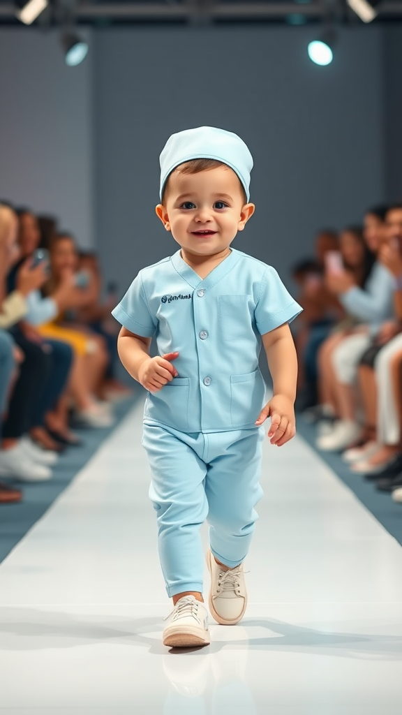 Adorable baby nurse charms runway audience