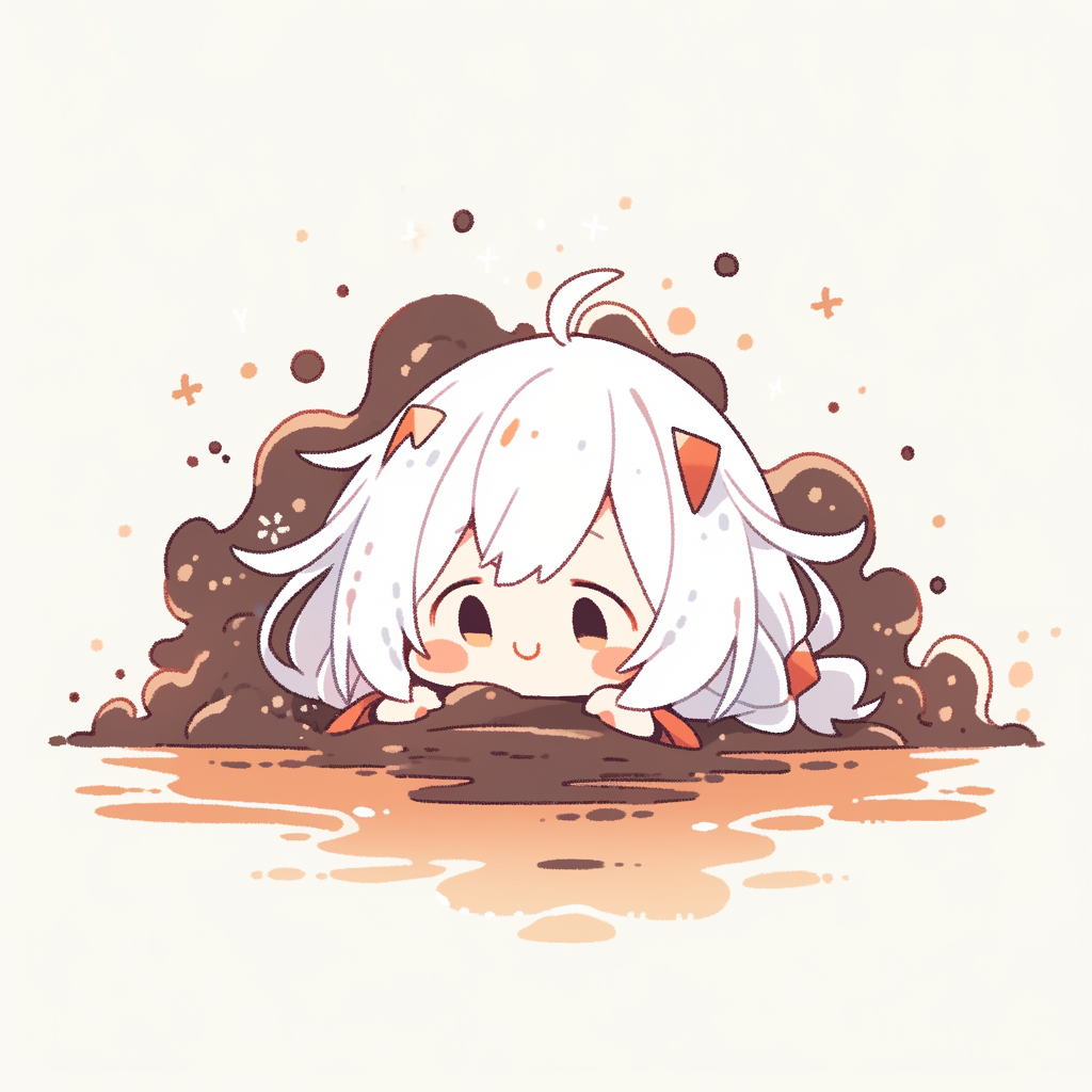 Adorable chibi girl surprised by spilled coffee.