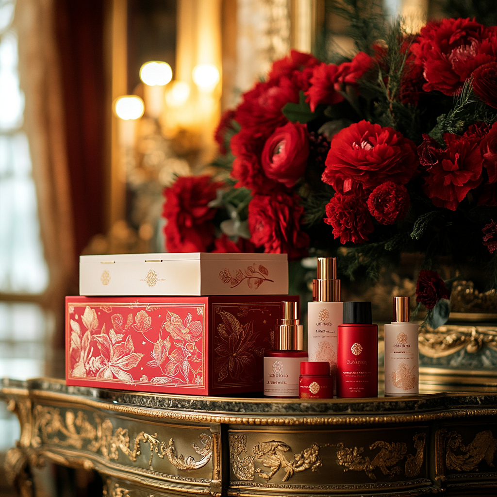 Advent Calendar with Beauty Products in Golden Room