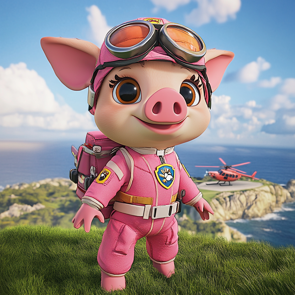 Adventurous Pig Pilot Ready for Rescue Mission