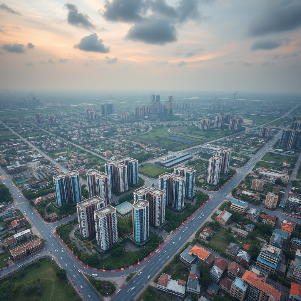 Aerial View of New Noida City Project