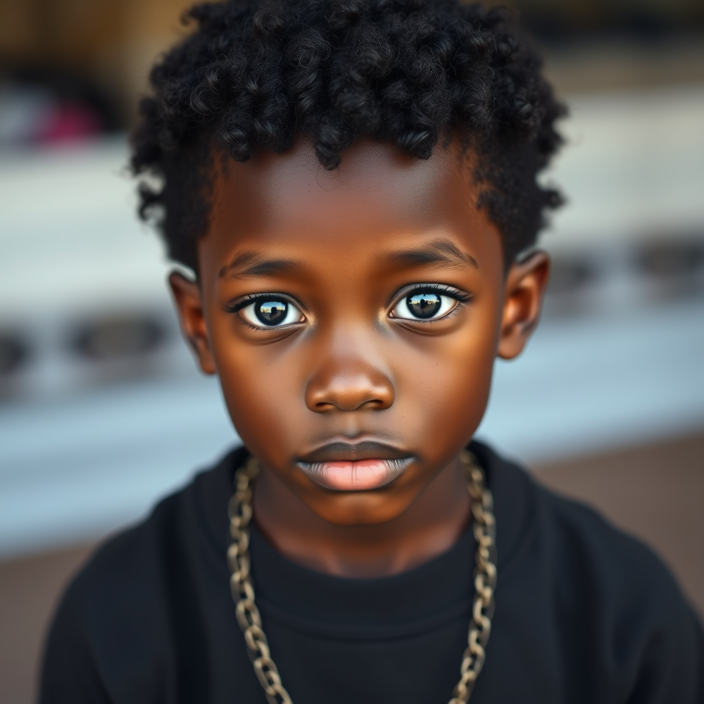 African American Boy with Bright Eyes and Fade