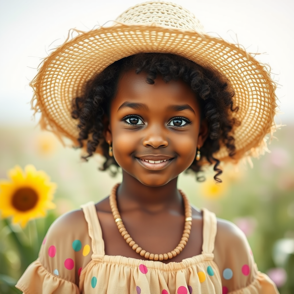 African American Girl with Bright Eyes on Easter