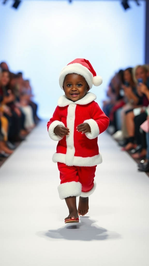 African Baby Santa Stuns on Holiday Runway