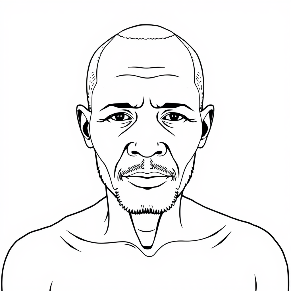 African Father Outline Drawing on Transparent Background