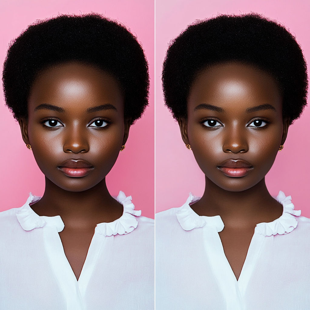 African model's skin transformation from uneven to flawless