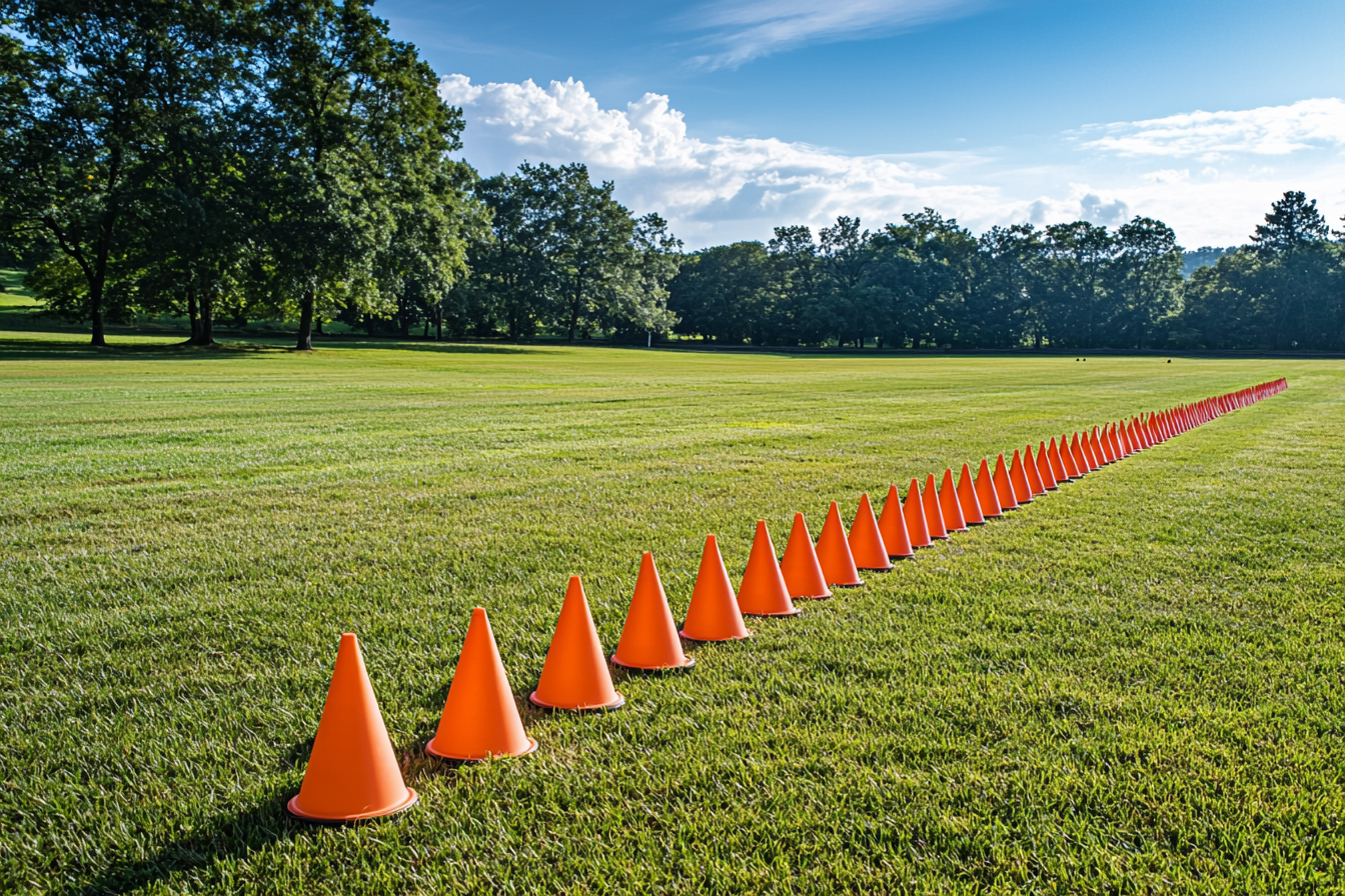 Agility Drill Cones in Wide Open Field