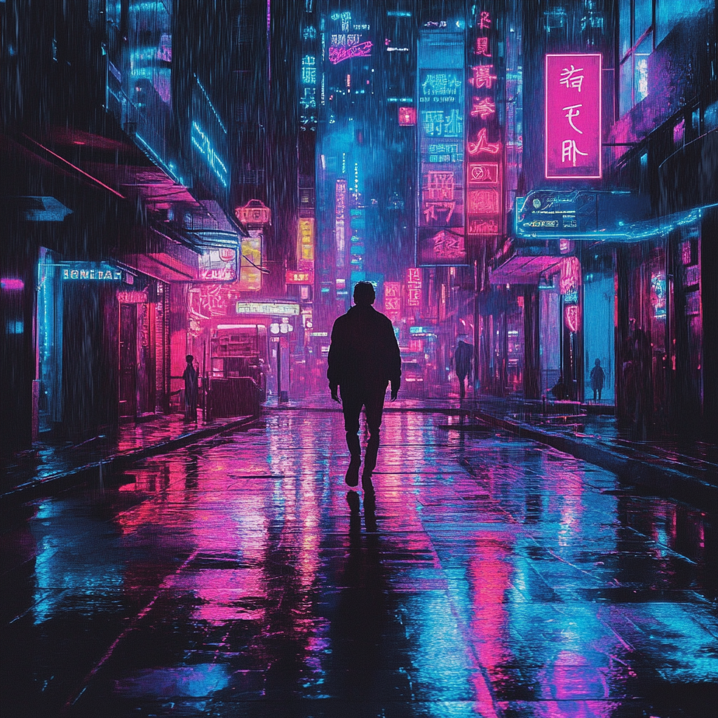 Album cover theme: solitude in urban setting, reflects night.