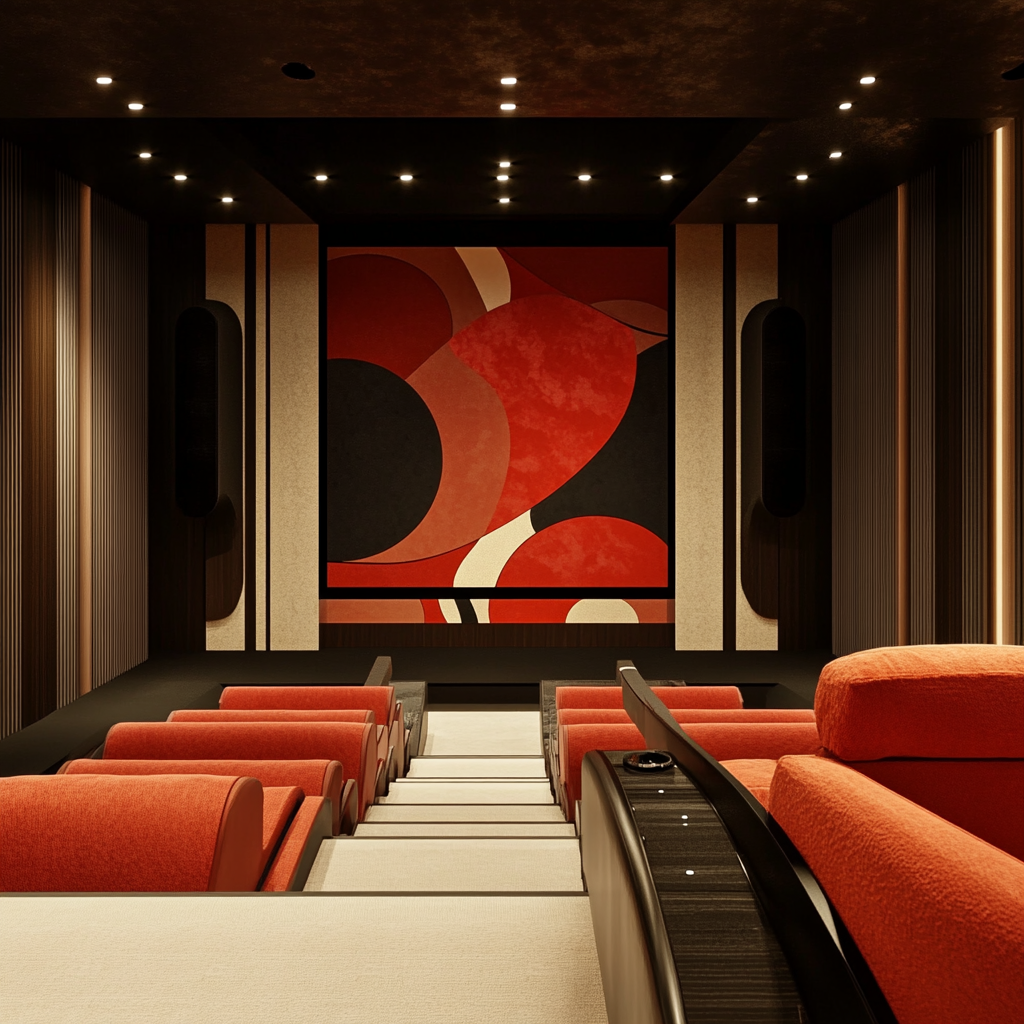 Alvar Aalto inspired home theater with contemporary detailing.