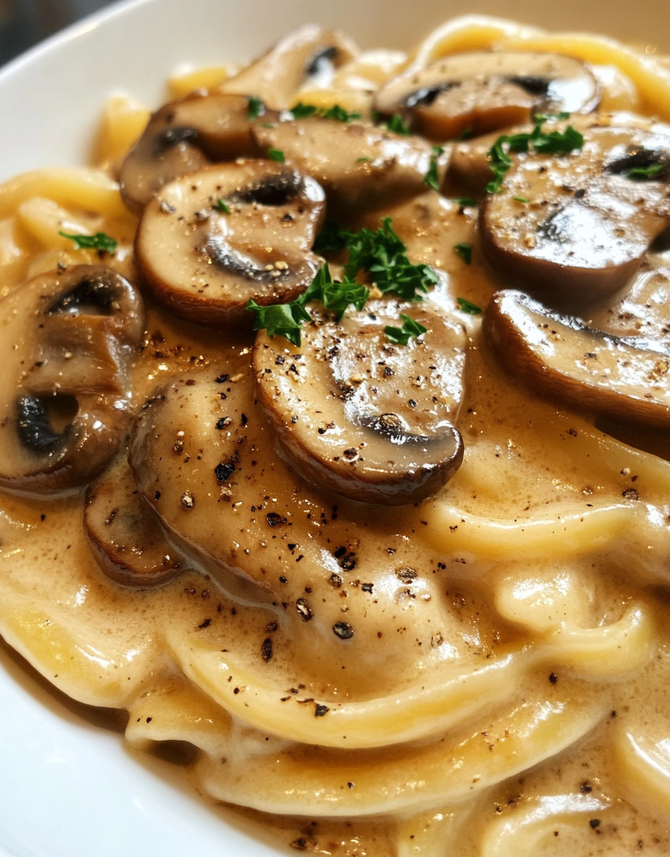 Amateur Reddit photo of creamy mushroom pasta dish.