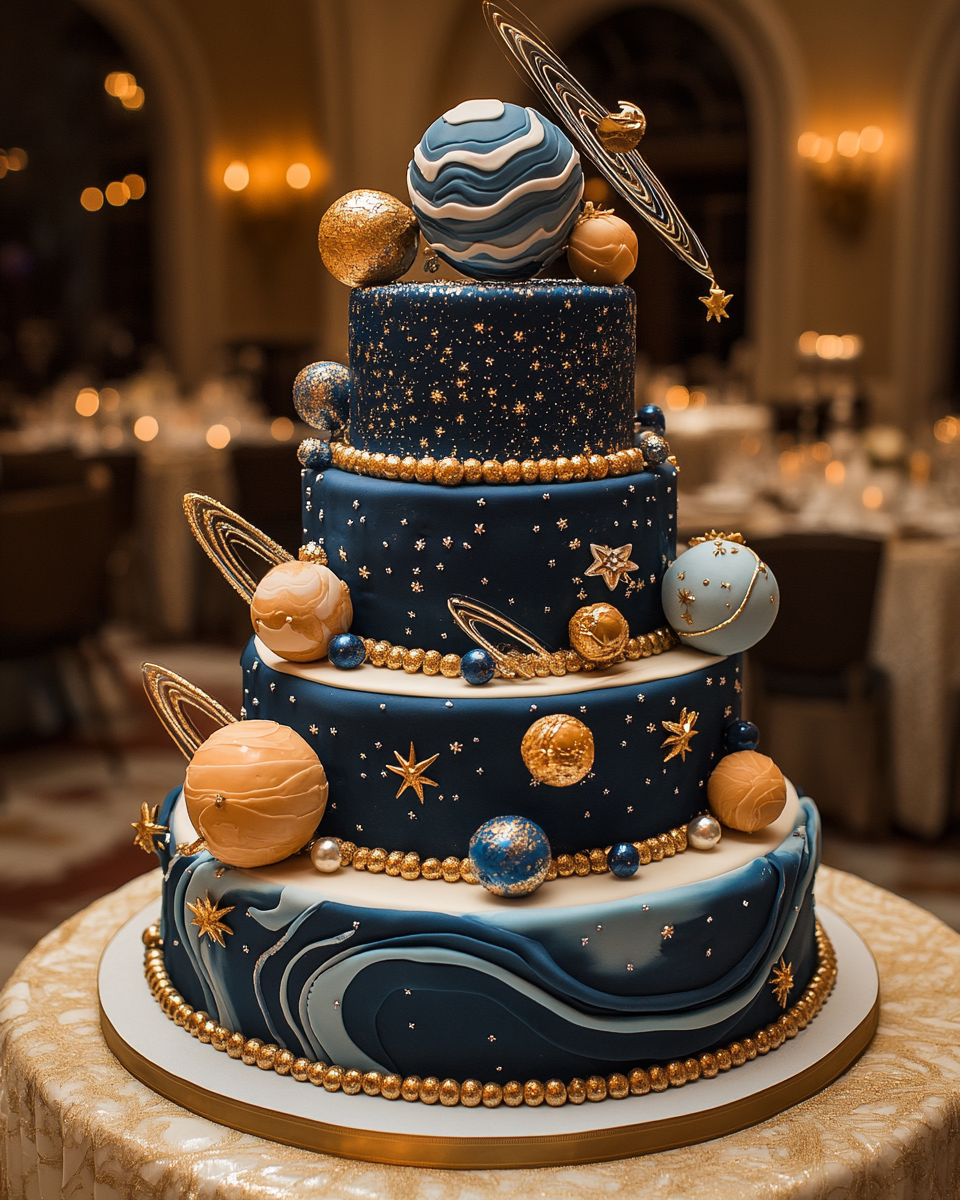 Amazing Solar System Birthday Cake in Geode Style