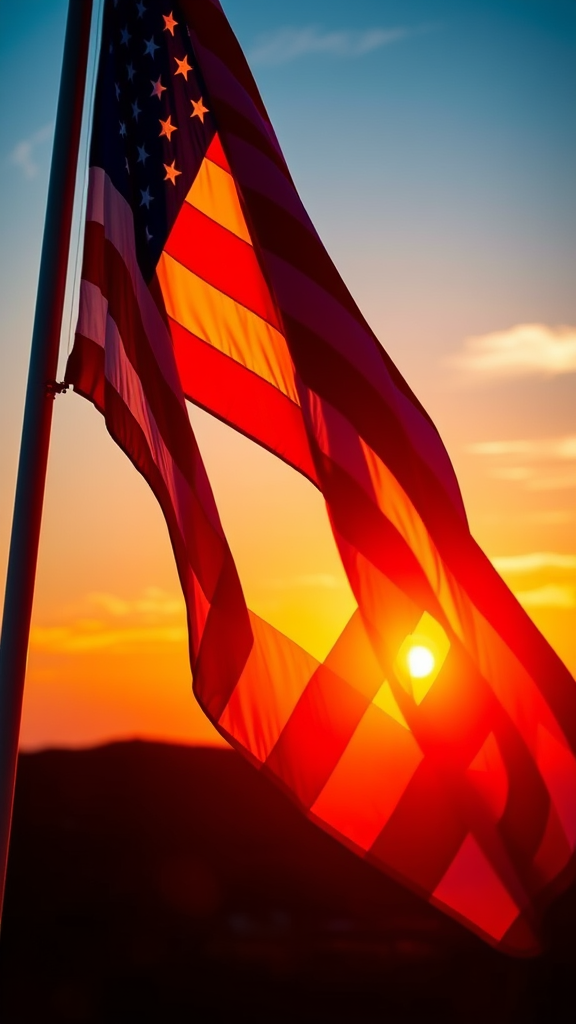 American Flag at Sunset Mobile Wallpaper
