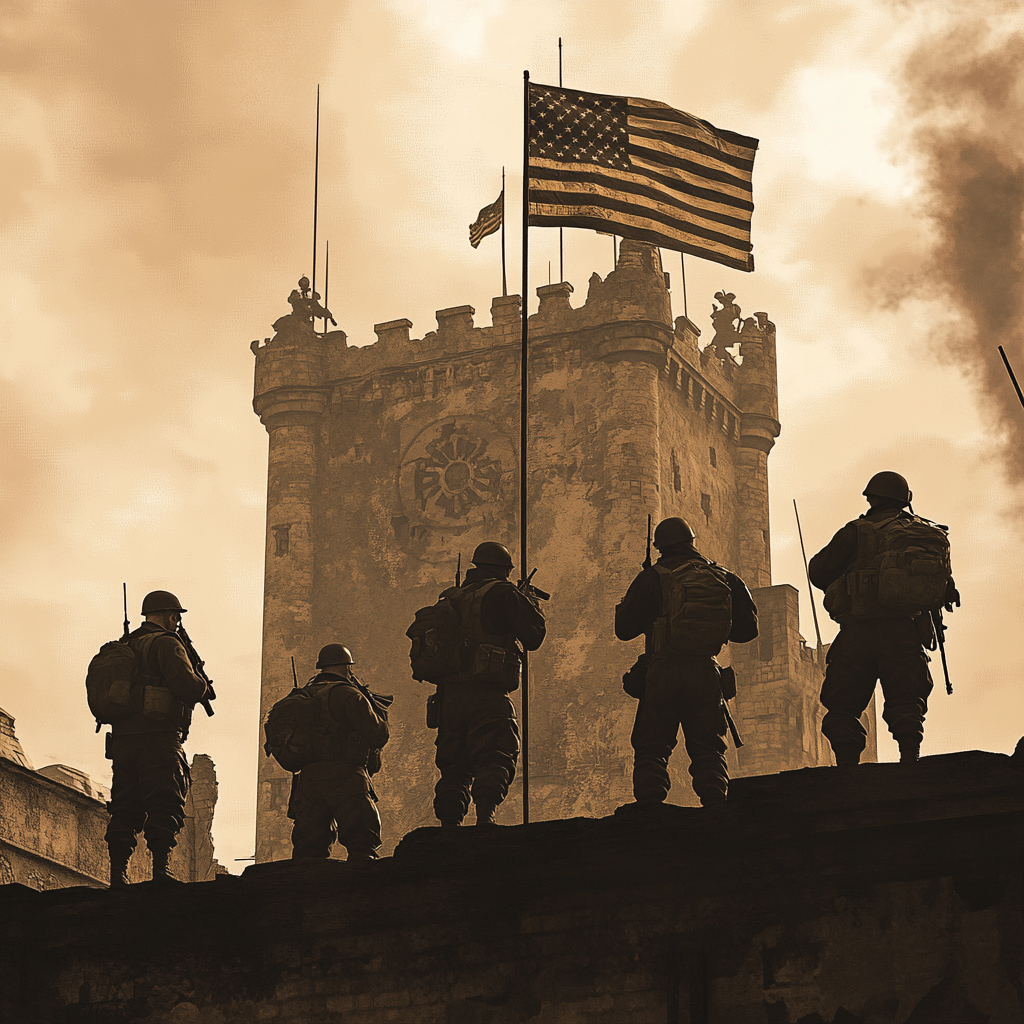 American soldiers in Fallout 4 liberating Vilnius in 1950s.