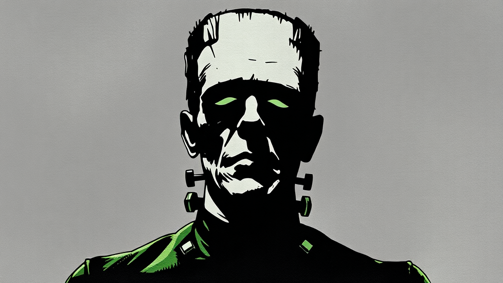 An Eerie Ink Silhouette of Frankenstein's Monster